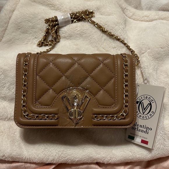 Valentino Taupe Crossbody Quilted Thin Strap NWT - Picture 9 of 10